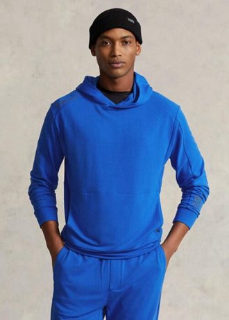 Blå Ralph Lauren French Terry Hoodie för män