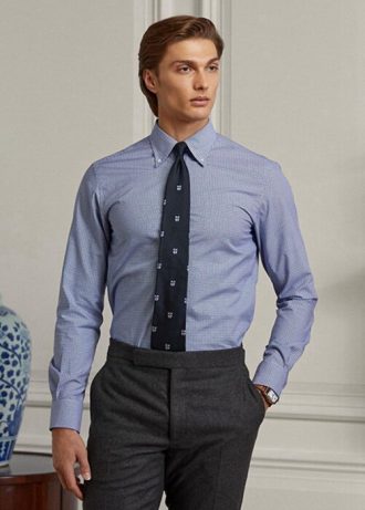 Blå Ralph Lauren Gingham lättskött twill formella skjortor för män