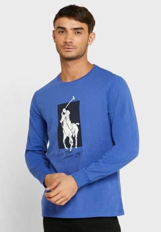 Blå Ralph Lauren grafiska T-shirts med rund hals för män