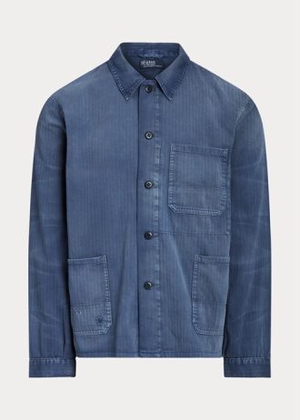 Blå Ralph Lauren Herringbone Twill Utility Jackor för män