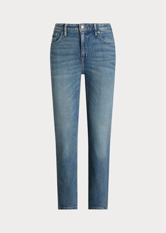 Blå Ralph Lauren High-rise raka ankeljeans för kvinnor