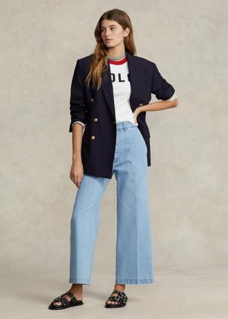 Blå Ralph Lauren High-rise vidbens jeans för kvinnor