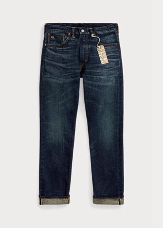 Blå Ralph Lauren High Slim Bayview Selvedge Jeans för män