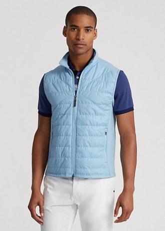 Blå Ralph Lauren Hybrid Mockneck-väst för män