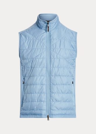 Blå Ralph Lauren Hybrid Mockneck-väst för män