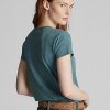 Blå Ralph Lauren Indigo bomullsfick T-shirts för kvinnor Blå Ralph Lauren Indigo bomullsfick T-shirts för kvinnor