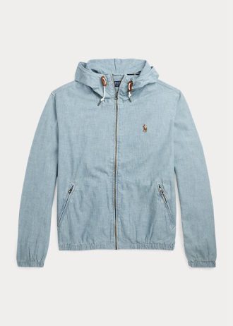 Blå Ralph Lauren Indigo Chambray huvjackor för män
