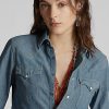 Blå Ralph Lauren Indigo Chambray Westernskjortor för kvinnor Blå Ralph Lauren Indigo Chambray Westernskjortor för kvinnor