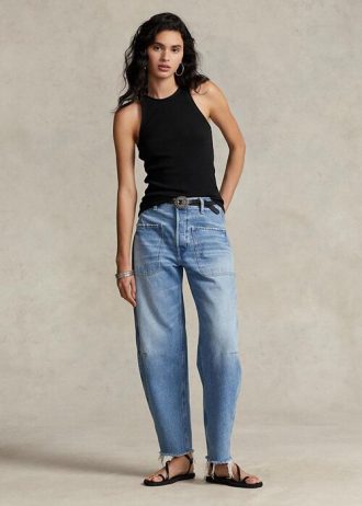 Blå Ralph Lauren Jeans med hög höjd avsmalnande passform för kvinnor