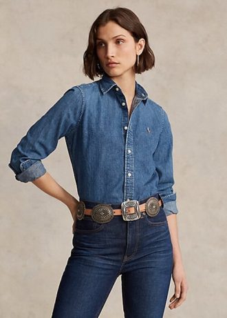 Blå Ralph Lauren jeansskjortor för kvinnor