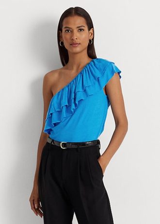 Blå Ralph Lauren Jersey-tröja med en axel för kvinnor
