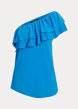 Blå Ralph Lauren Jersey-tröja med en axel för kvinnor