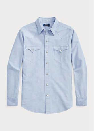 Blå Ralph Lauren klassisk passform Oxford västernskjortor för män