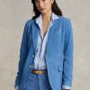 Blå Ralph Lauren lammskinnsblazer i mocka för kvinnor Blå Ralph Lauren lammskinnsblazer i mocka för kvinnor