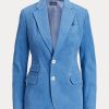 Blå Ralph Lauren lammskinnsblazer i mocka för kvinnor Blå Ralph Lauren lammskinnsblazer i mocka för kvinnor