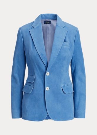 Blå Ralph Lauren lammskinnsblazer i mocka för kvinnor