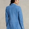 Blå Ralph Lauren lammskinnsblazer i mocka för kvinnor Blå Ralph Lauren lammskinnsblazer i mocka för kvinnor