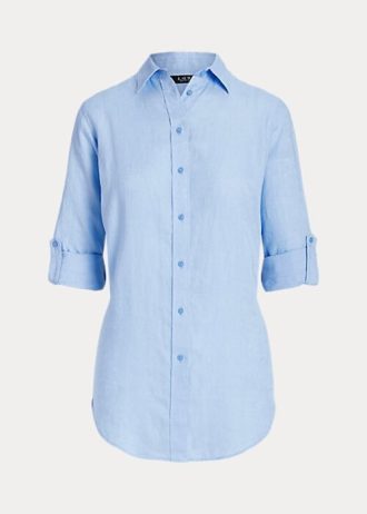 Blå Ralph Lauren linneskjortor för kvinnor