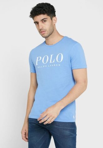 Blå Ralph Lauren logotyp T-shirts med rund hals för män