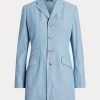 Blå Ralph Lauren Long Chambray Cotton Blazers för kvinnor Blå Ralph Lauren Long Chambray Cotton Blazers för kvinnor