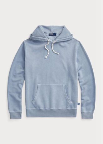 Blå Ralph Lauren luvtröja i fleece i ekologisk bomull för män
