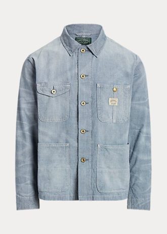 Blå Ralph Lauren Micro-Check Indigo jeansjackor för män