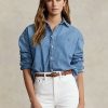 Blå Ralph Lauren oversize jeansskjortor för kvinnor