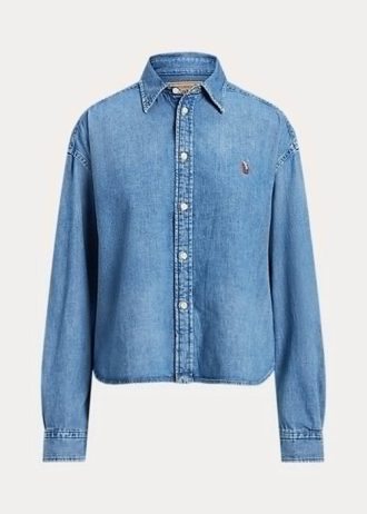 Blå Ralph Lauren oversize jeansskjortor för kvinnor