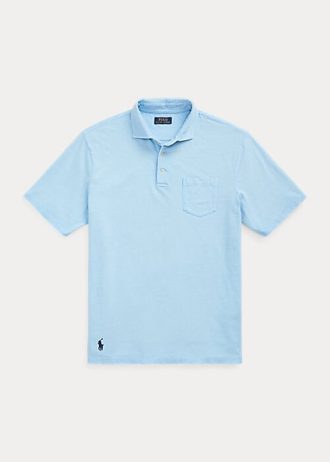 Blå Ralph Lauren pikétröjor i bomull och linne med klassisk passform för män