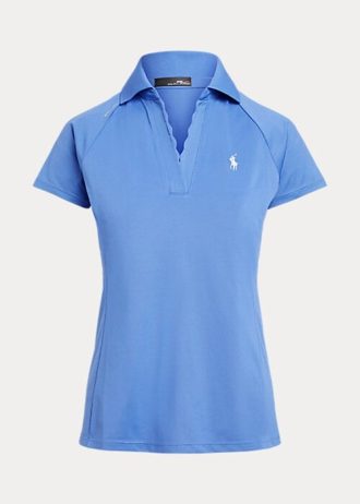 Blå Ralph Lauren Pikétröjor i nät med bågad knapp för kvinnor