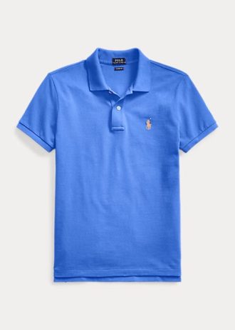Blå Ralph Lauren Pikétröjor med mesh i klassisk passform för kvinnor