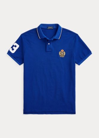 Blå Ralph Lauren pikétröjor med mesh pikétröjor i klassisk passform för män