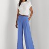 Blå Ralph Lauren plisserade Georgette-byxor för kvinnor Blå Ralph Lauren plisserade Georgette-byxor för kvinnor