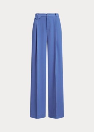 Blå Ralph Lauren plisserade Georgette-byxor för kvinnor
