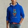 Blå Ralph Lauren Polo Bear Fleece Luvtröja för män