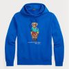 Blå Ralph Lauren Polo Bear Fleece Luvtröja för män