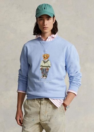 Blå Ralph Lauren Polo Bear Fleece tröja för män