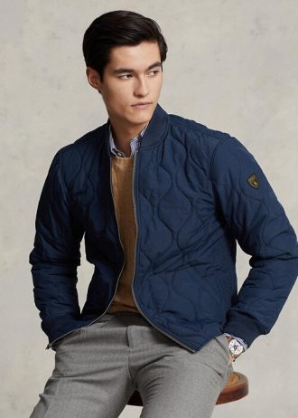 Blå Ralph Lauren Quilted Bomberjackor för män