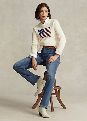 Blå Ralph Lauren raka jeans med hög höjd för kvinnor