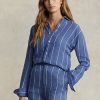 Blå Ralph Lauren Randiga linneskjortor med avslappnad passform för kvinnor Blå Ralph Lauren Randiga linneskjortor med avslappnad passform för kvinnor