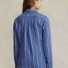 Blå Ralph Lauren Randiga linneskjortor med avslappnad passform för kvinnor Blå Ralph Lauren Randiga linneskjortor med avslappnad passform för kvinnor