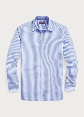 Blå Ralph Lauren Randiga Poplin formell skjortor för män
