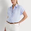 Blå Ralph Lauren skjortor i linne med Dolman-ärmar för kvinnor Blå Ralph Lauren skjortor i linne med Dolman-ärmar för kvinnor