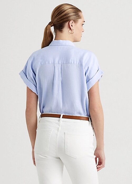 Blå Ralph Lauren skjortor i linne med Dolman-ärmar för kvinnor Blå Ralph Lauren skjortor i linne med Dolman-ärmar för kvinnor