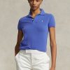 Blå Ralph Lauren Slim Fit Cashmere pikétröjor för kvinnor Blå Ralph Lauren Slim Fit Cashmere pikétröjor för kvinnor