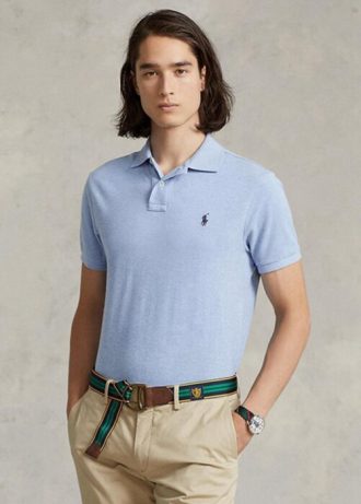 Blå Ralph Lauren Slim Fit Mesh pikétröjor för män