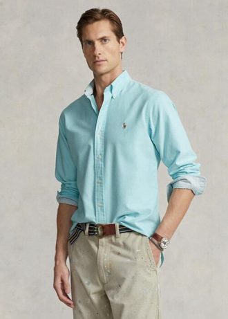 Blå Ralph Lauren Slim Fit Oxford-skjortor för män