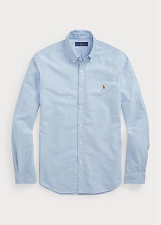 Blå Ralph Lauren Slim Fit Oxford-skjortor för män