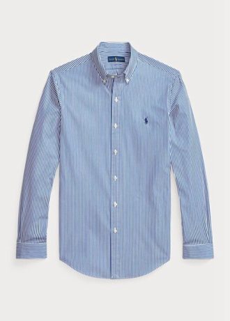 Blå Ralph Lauren Slim Fit Randiga Stretch Poplin formella skjortor för män