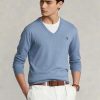 Blå Ralph Lauren Slim Fit Tröja med texturerad bomull för män Blå Ralph Lauren Slim Fit Tröja med texturerad bomull för män